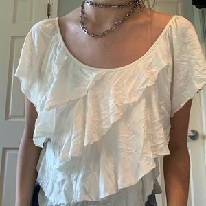 ABG white ruffle short sleeve top